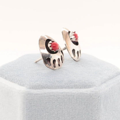 Sterling + Coral Bear Paw Studs