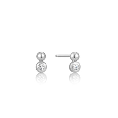 Silver Orb Sparkle Sparkle Stud Earrings