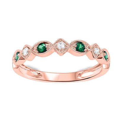 Emerald + Diamond Stackable Band - Multiple Options