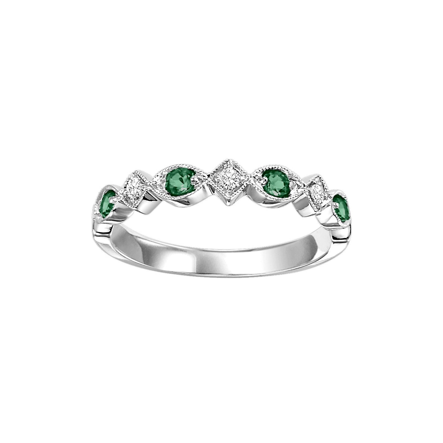 Emerald + Diamond Stackable Band - Multiple Options