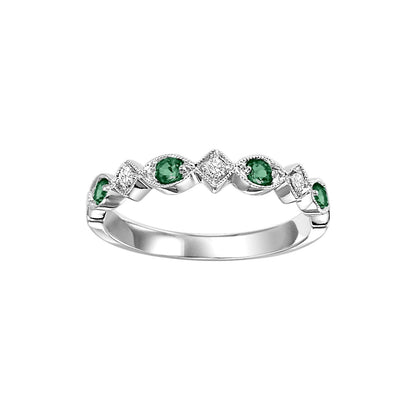 Emerald + Diamond Stackable Band - Multiple Options