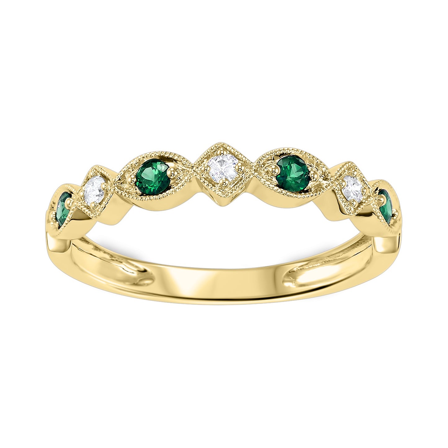 Emerald + Diamond Stackable Band - Multiple Options