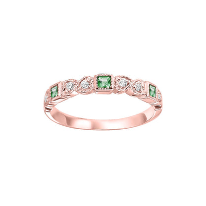 Emerald + Diamond Stackable Band - Multiple Options