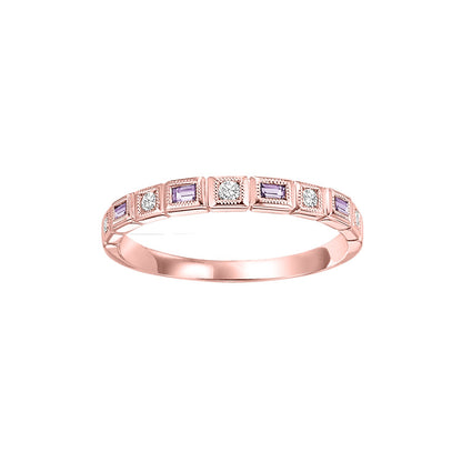 Alexandrite + Diamond Stackable Band