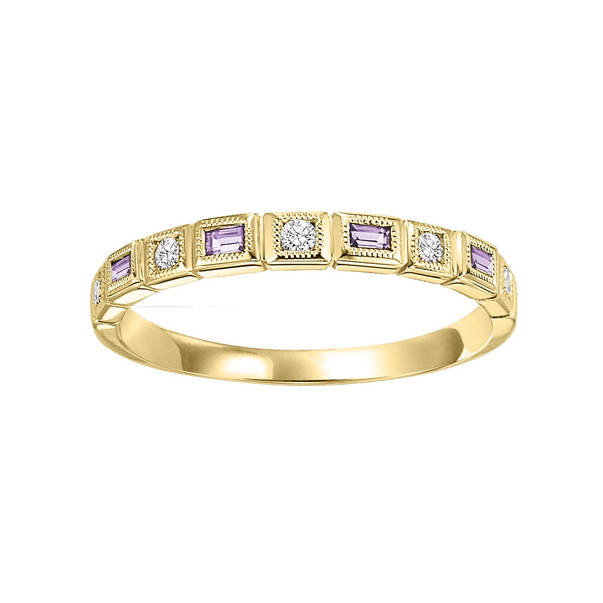 Alexandrite + Diamond Stackable Band