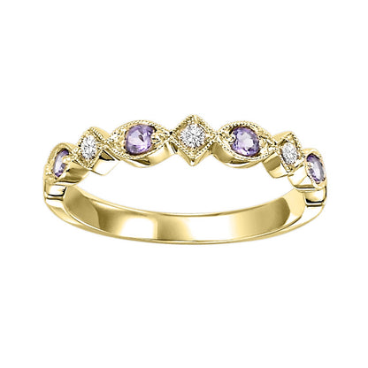 Alexandrite + Diamond Stackable Band