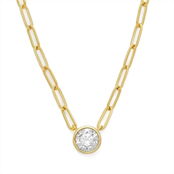 Paperclip CZ Necklace