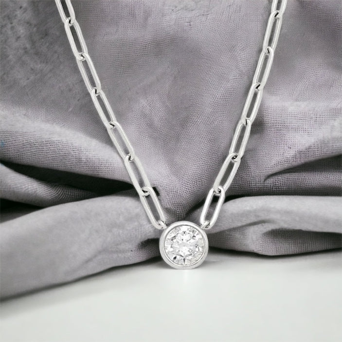 Paperclip CZ Necklace