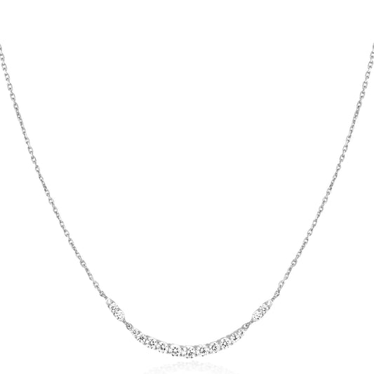 Silver Arc Pave Necklace