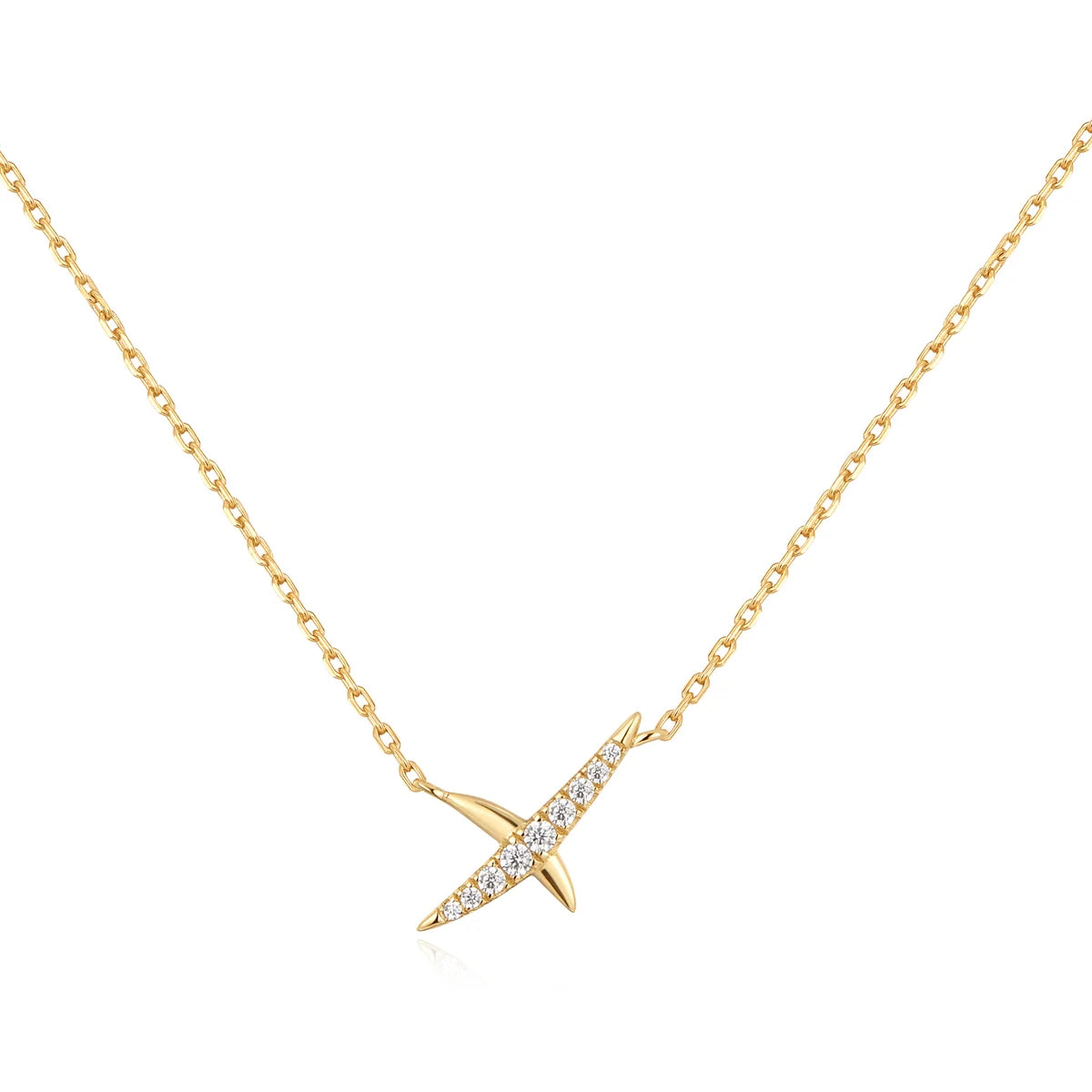 Gold Kiss Pave CZ Necklace