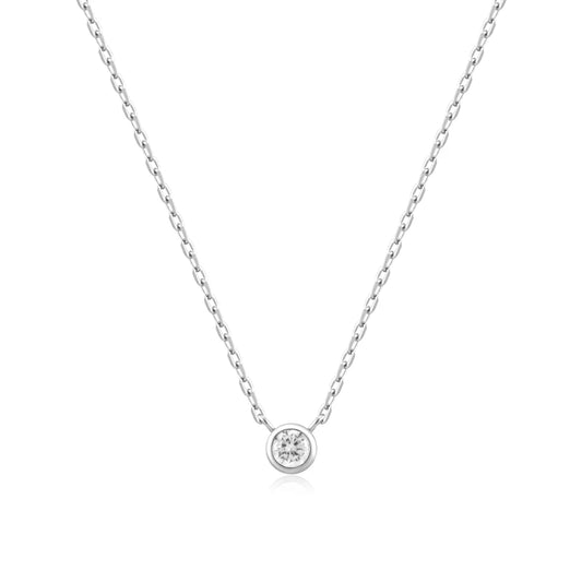 Silver Round Solitaire CZ Necklace