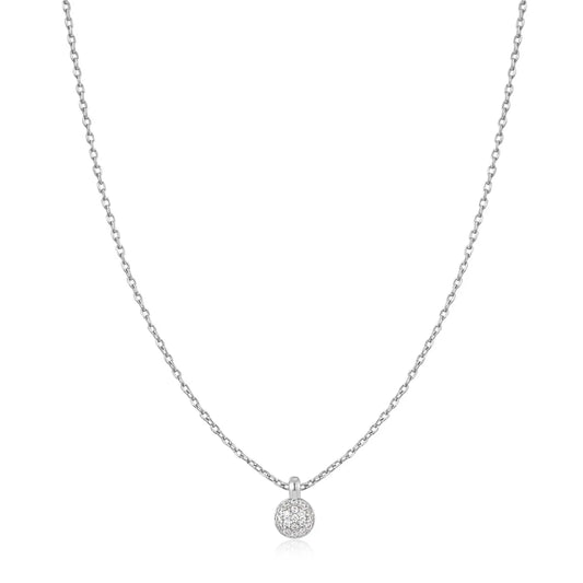 Silver Sphere Pave Necklace