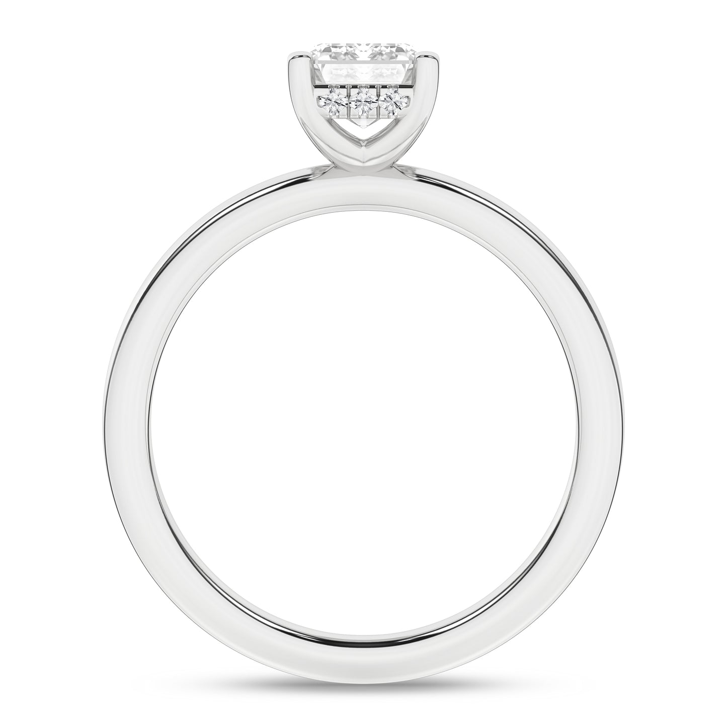 Lab Grown Diamond Hidden Halo Engagement Ring - Emerald Cut