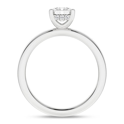 Lab Grown Diamond Hidden Halo Engagement Ring - Emerald Cut