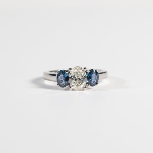 'Elora' Ring - 1.00 Oval With Yogo Sapphires