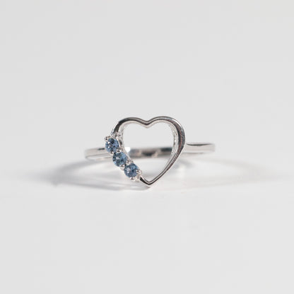 Sterling Silver Yogo Sapphire Heart Ring