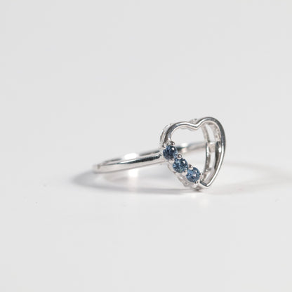 Sterling Silver Yogo Sapphire Heart Ring