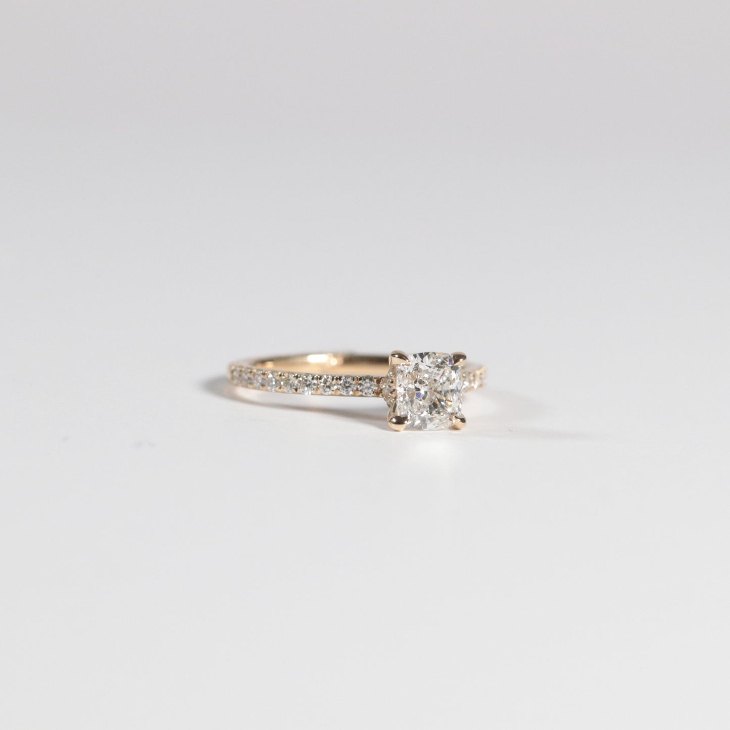 0.90 Cushion Solitaire with Accented Band and Hidden Halo