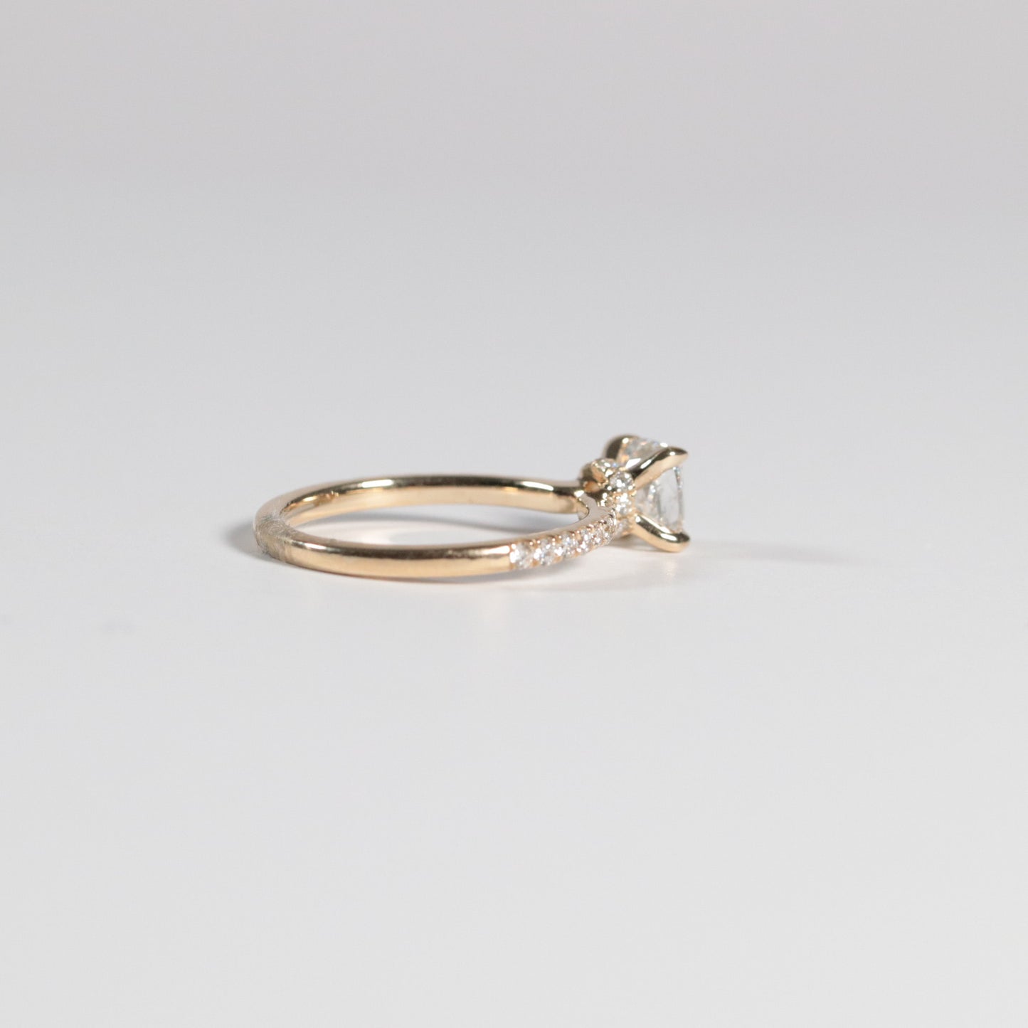 0.90 Cushion Solitaire with Accented Band and Hidden Halo