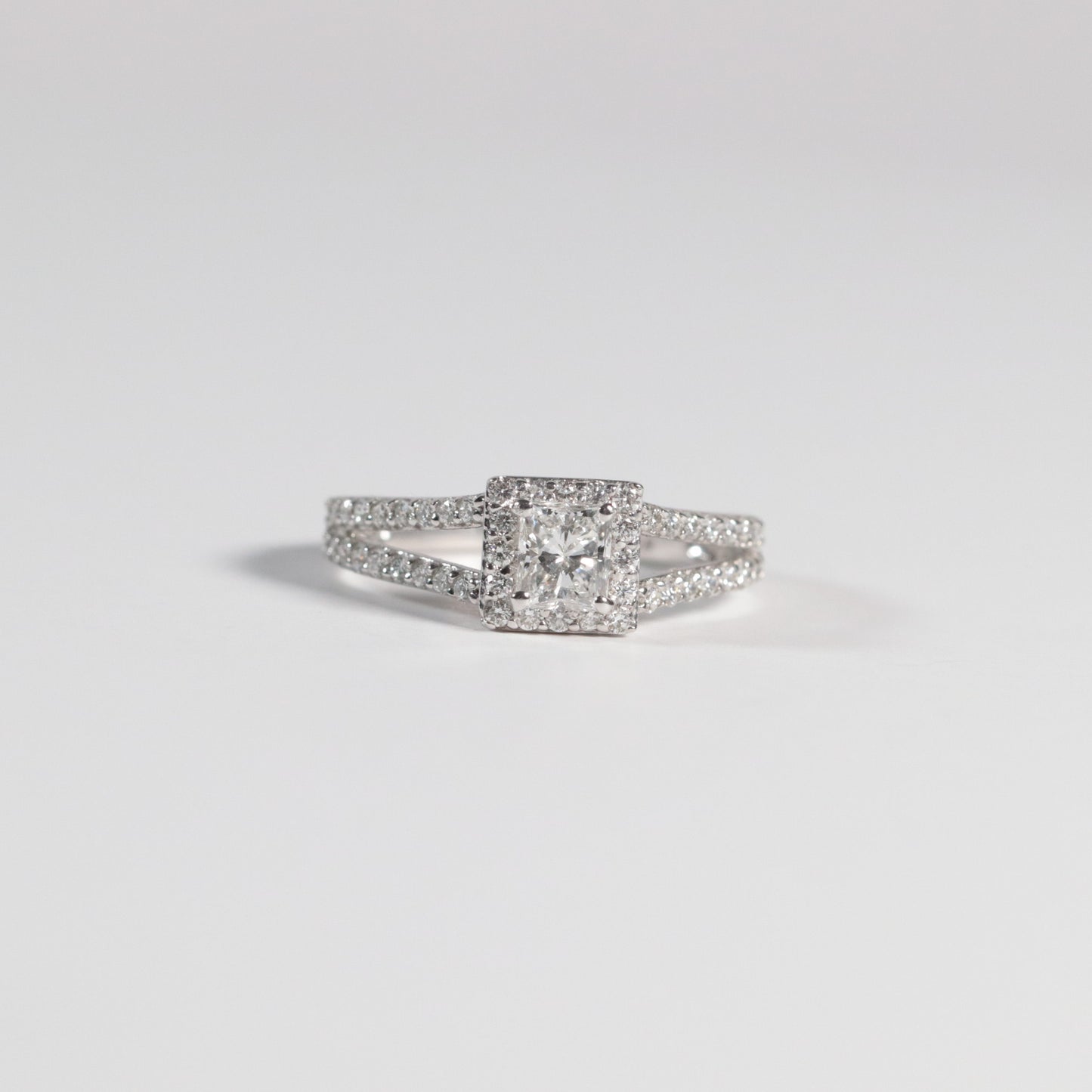 0.58 Radiant Diamond Halo with a Split Shank