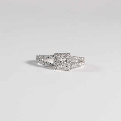 0.58 Radiant Diamond Halo with a Split Shank