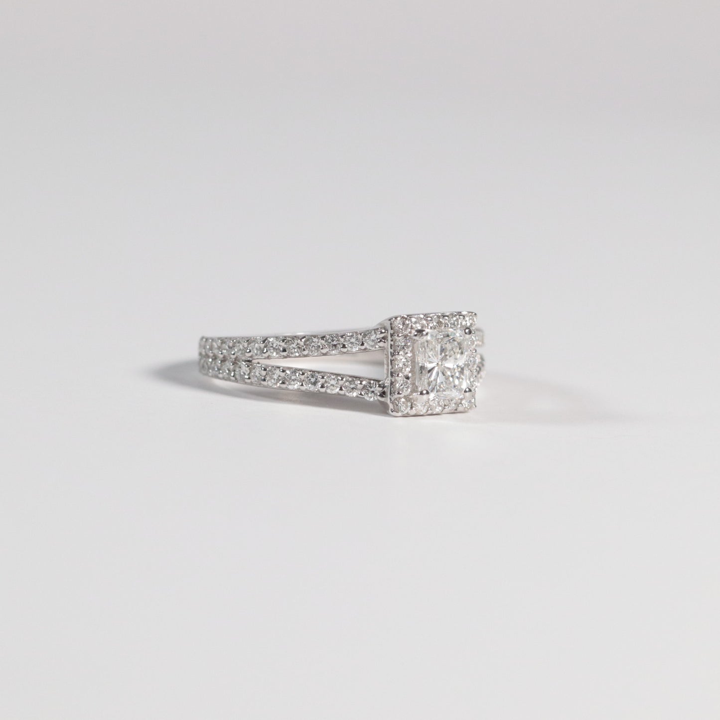 0.58 Radiant Diamond Halo with a Split Shank