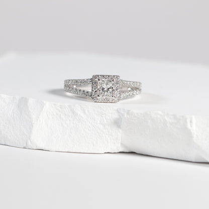 0.58 Radiant Diamond Halo with a Split Shank