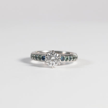 Diamond Ring with Montana Sapphire Accent - SPFJ Custom Collection