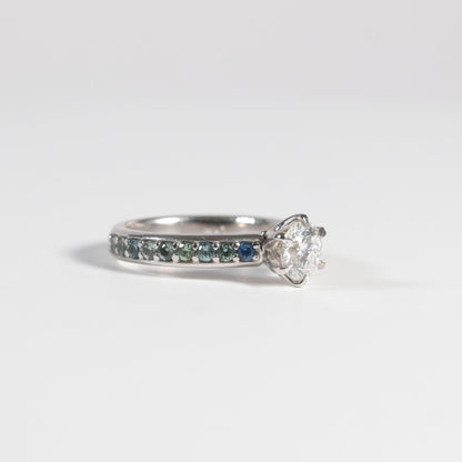 Diamond Ring with Montana Sapphire Accent - SPFJ Custom Collection