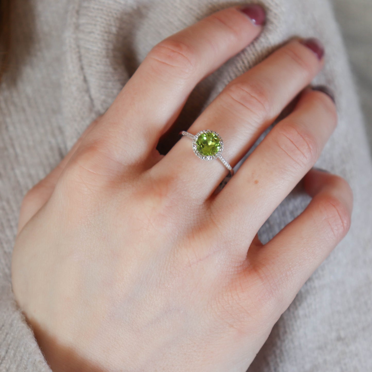 Peridot + Diamond Accent Ring