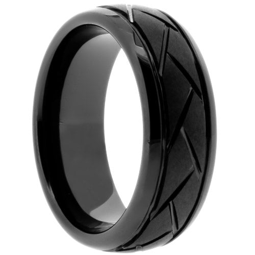 Black Tungsten Tire Tread Band