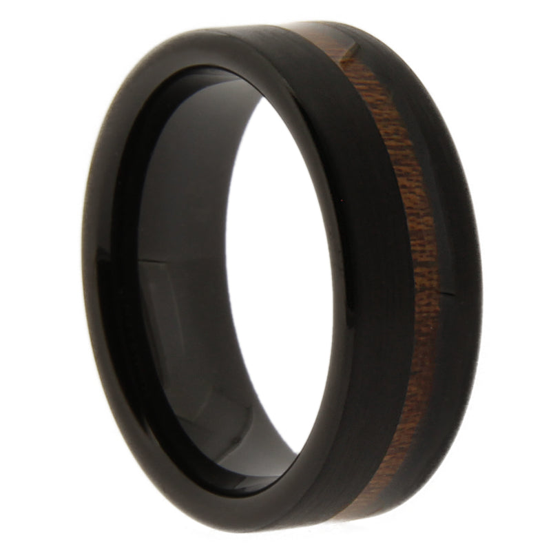 Koa Wood + Black Tungsten Band