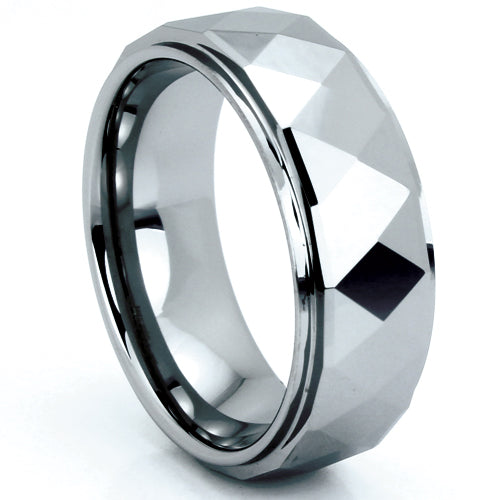 Polished Faceted Tungsten Band