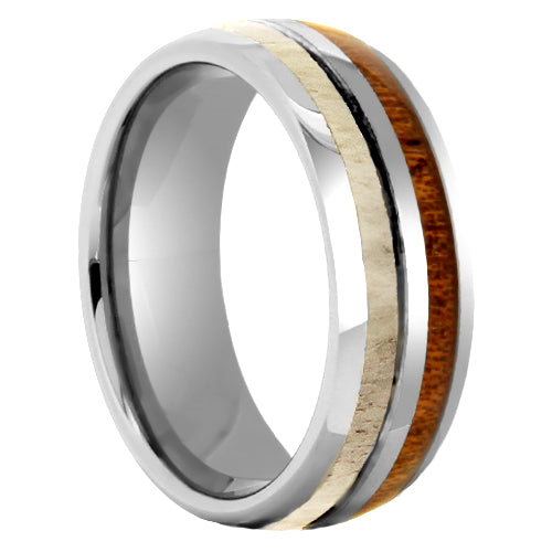 Koa + Antler Tungsten Band