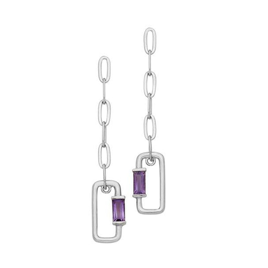 Amethyst Paperclip Chain Earrings